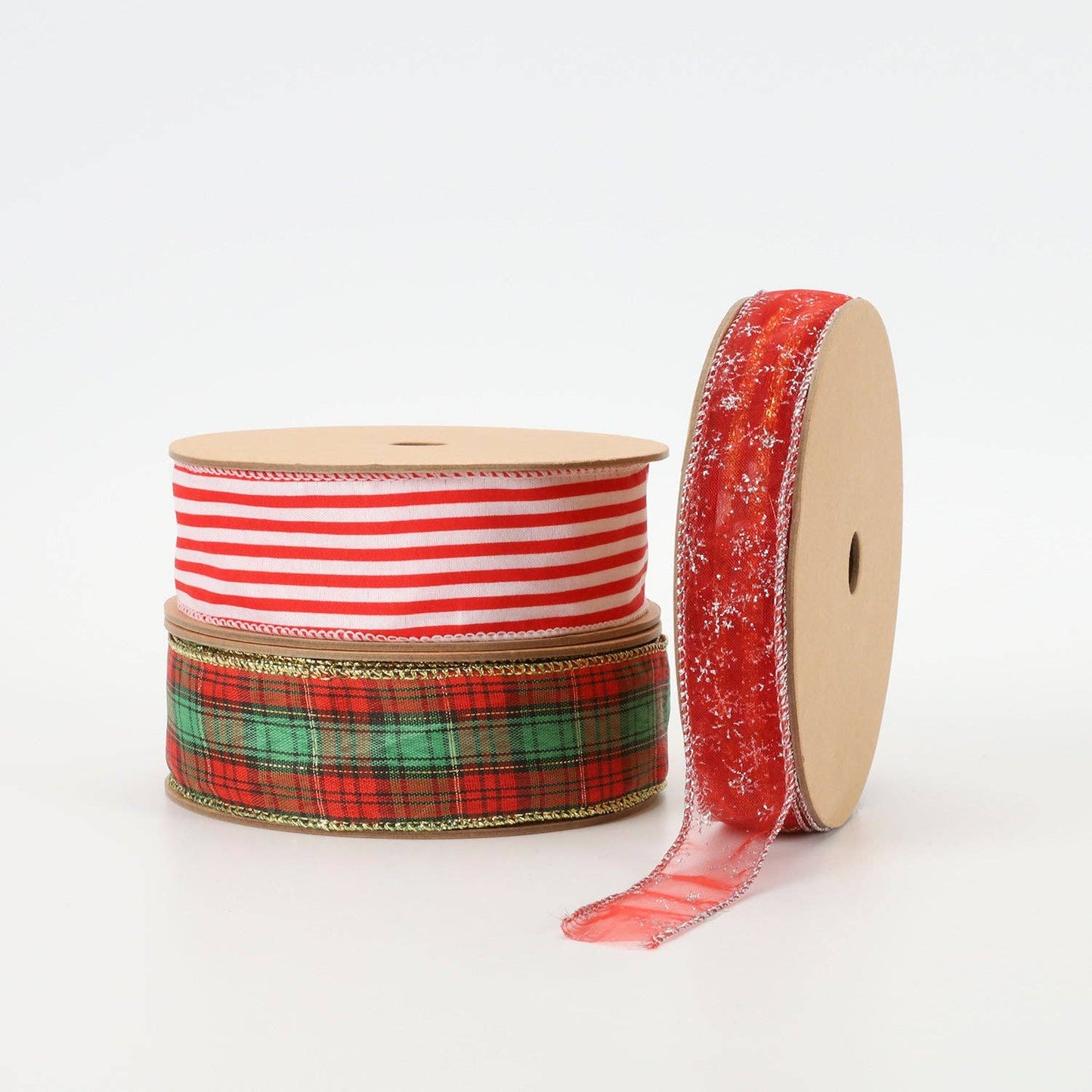 1" Wired Ribbon | Snowflakes on Red | 10 Yard Roll - Edwina Alexis