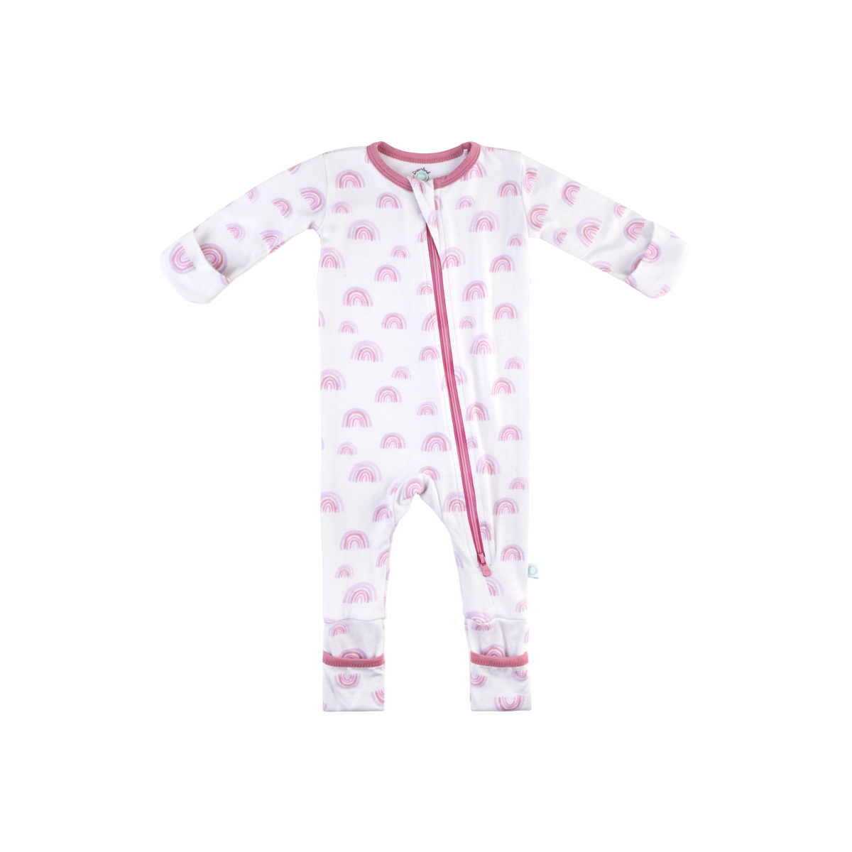 Baby Bamboo Pajamas w/ DreamCuffs® - Pink Rainbow: 9 - 12 Months - Edwina Alexis