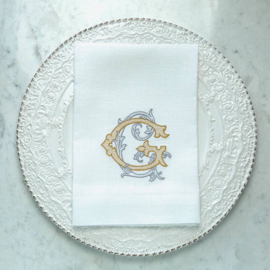Vintage Vine Monogram Tri-Fold Napkin