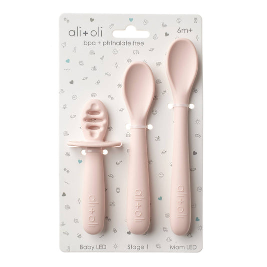 Ali+Oli (3-pc) Multi Stage Spoon Set for Baby (Blush) 6m+ - Edwina Alexis