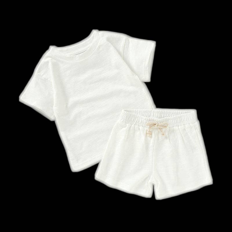 Kids Organic Cotton Short Sleeve Set Cute Casual Style