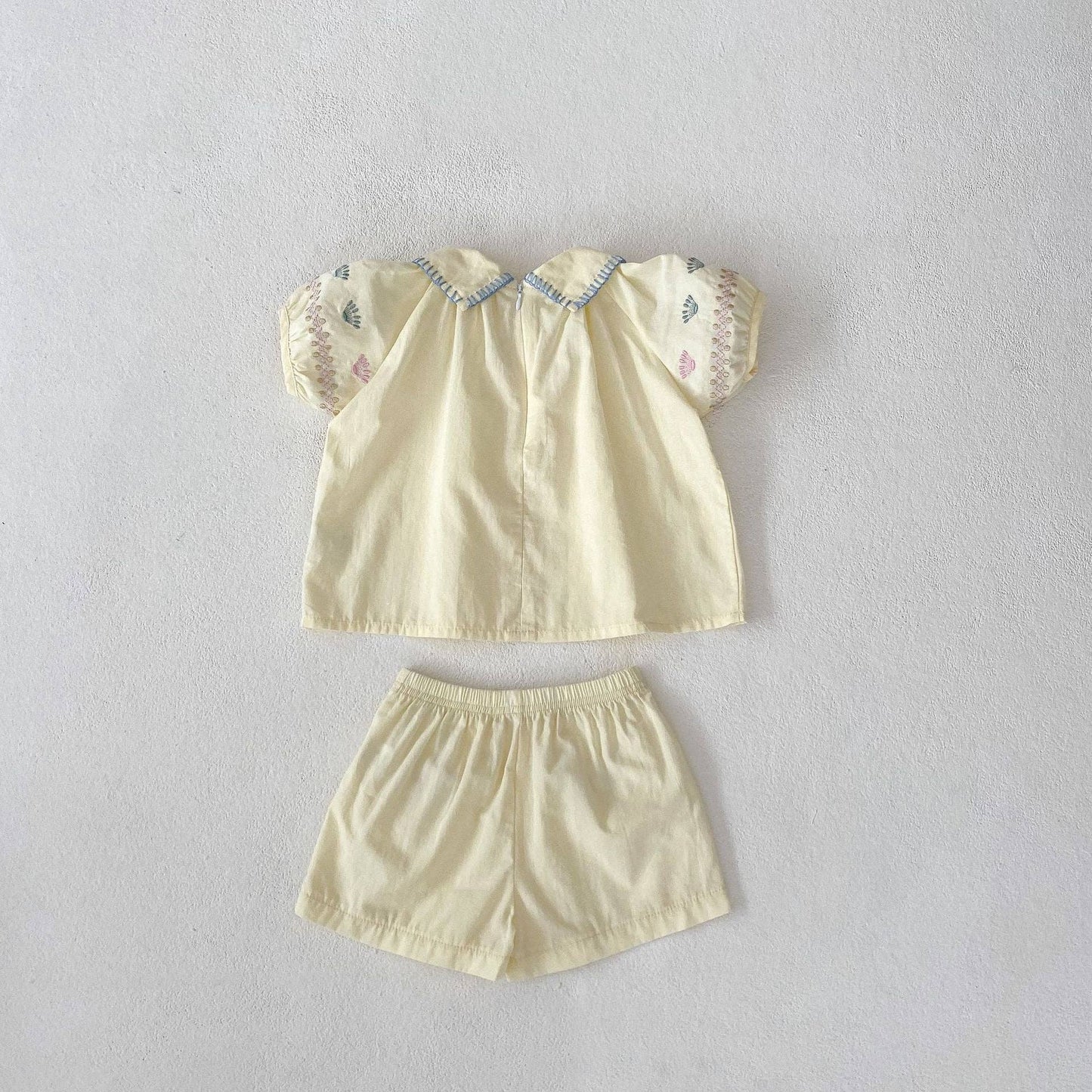 Baby 2-Piece Embroidered Flower Rustic Apricot Set