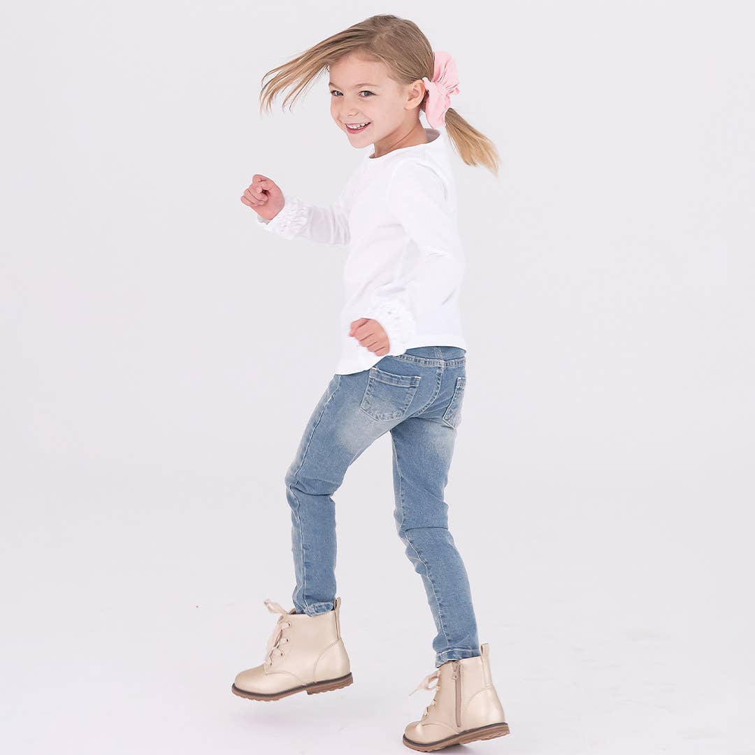 Girls Light Wash Denim Skinny Jeans: Blue / 2T