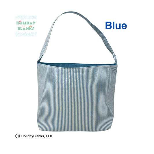 Easter or Halloween Seersucker basket embroidery blanks: Blue