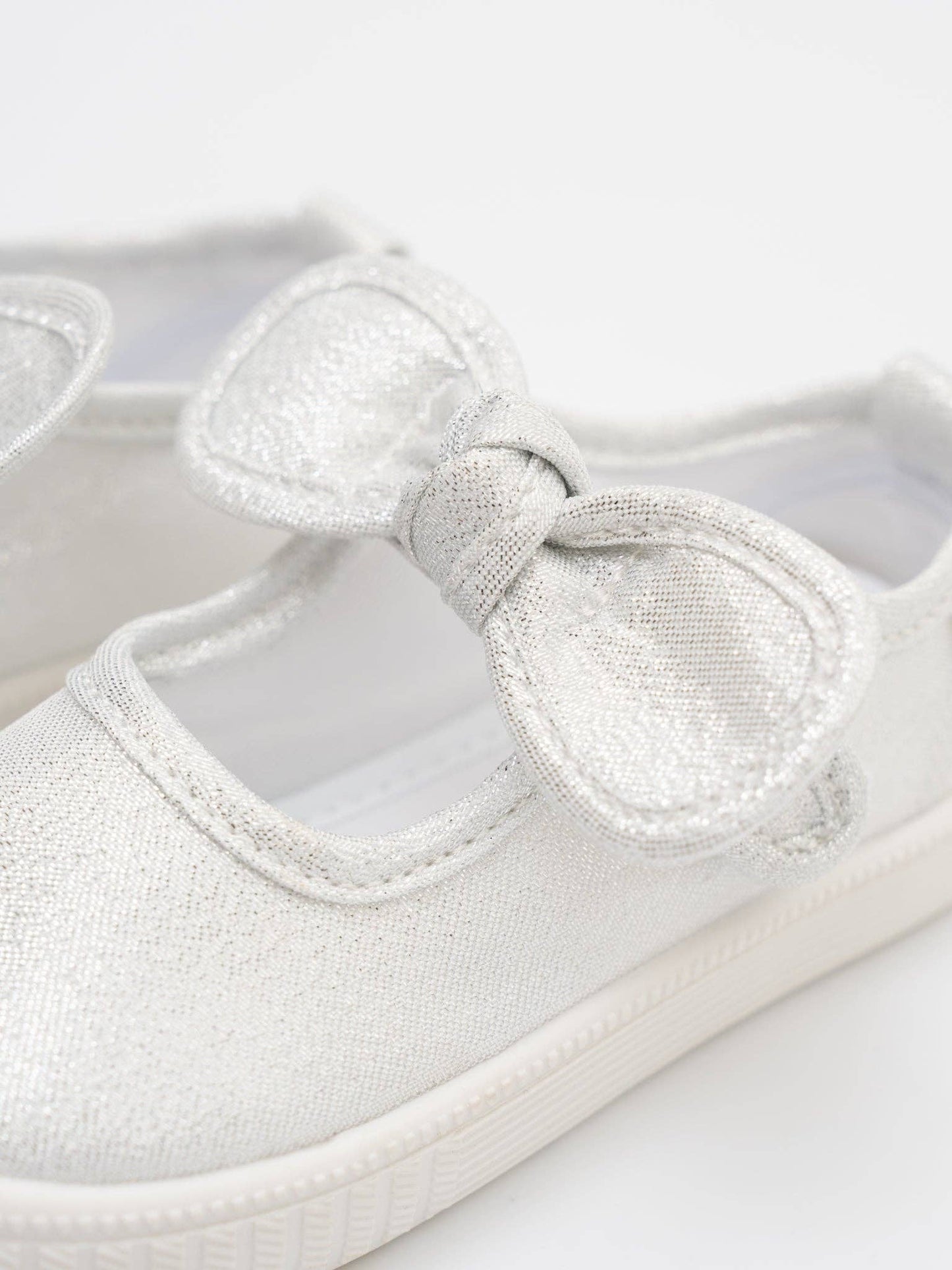 Girls' Sparkly Bow Mary Jane Sneaker: White Glitter / 3C