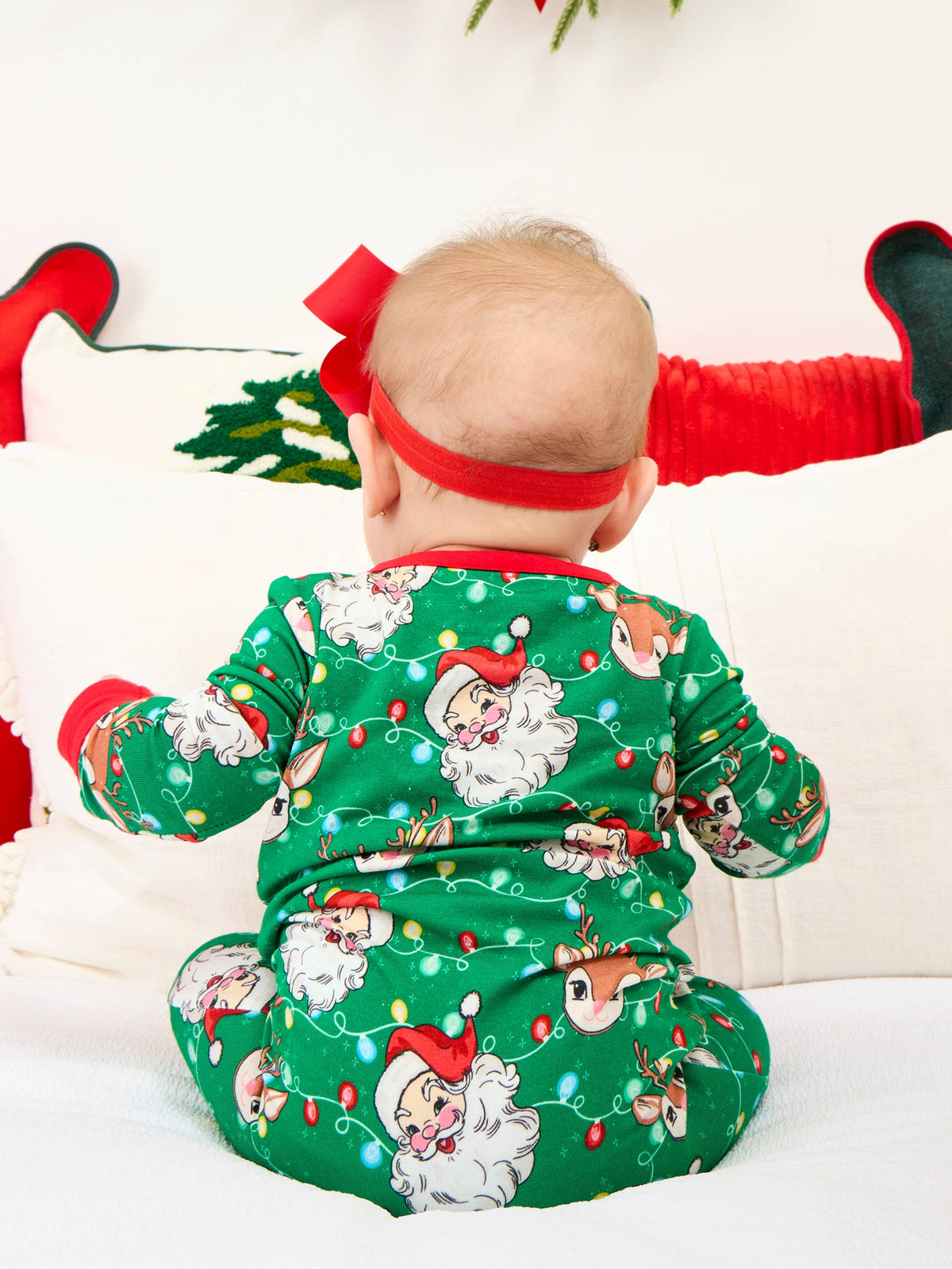 SoftSnooze™ Baby Bamboo Viscose Up On The Housetop Christmas Convertible One Piece Footie Pajama