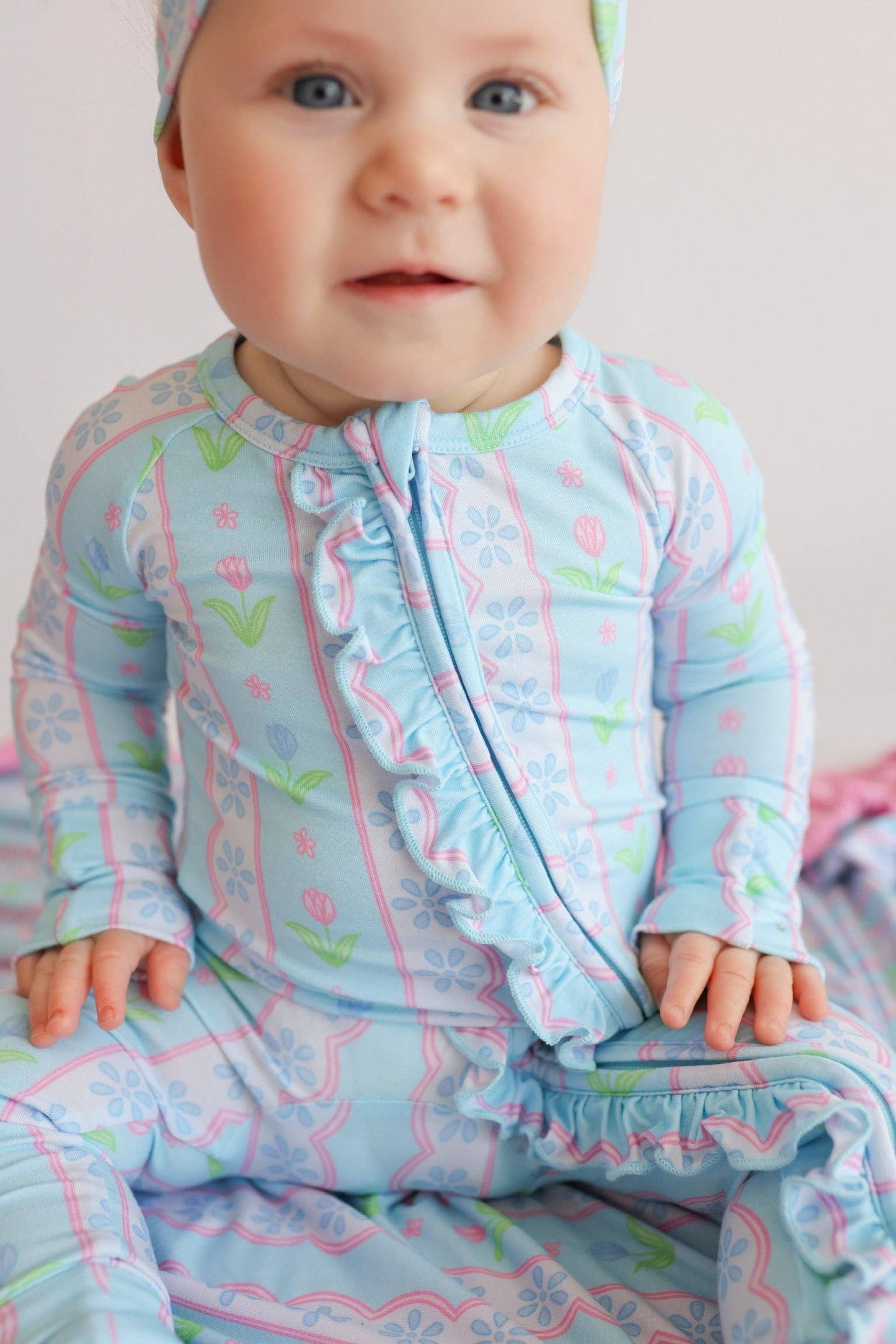 WHIMSY TULIP DREAM RUFFLE ROMPER: 3-6M