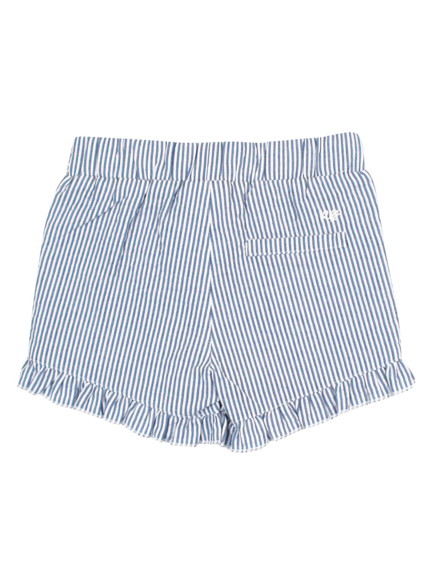 Toddler Girls Blue Seersucker Ruffle Trim Woven Shorts