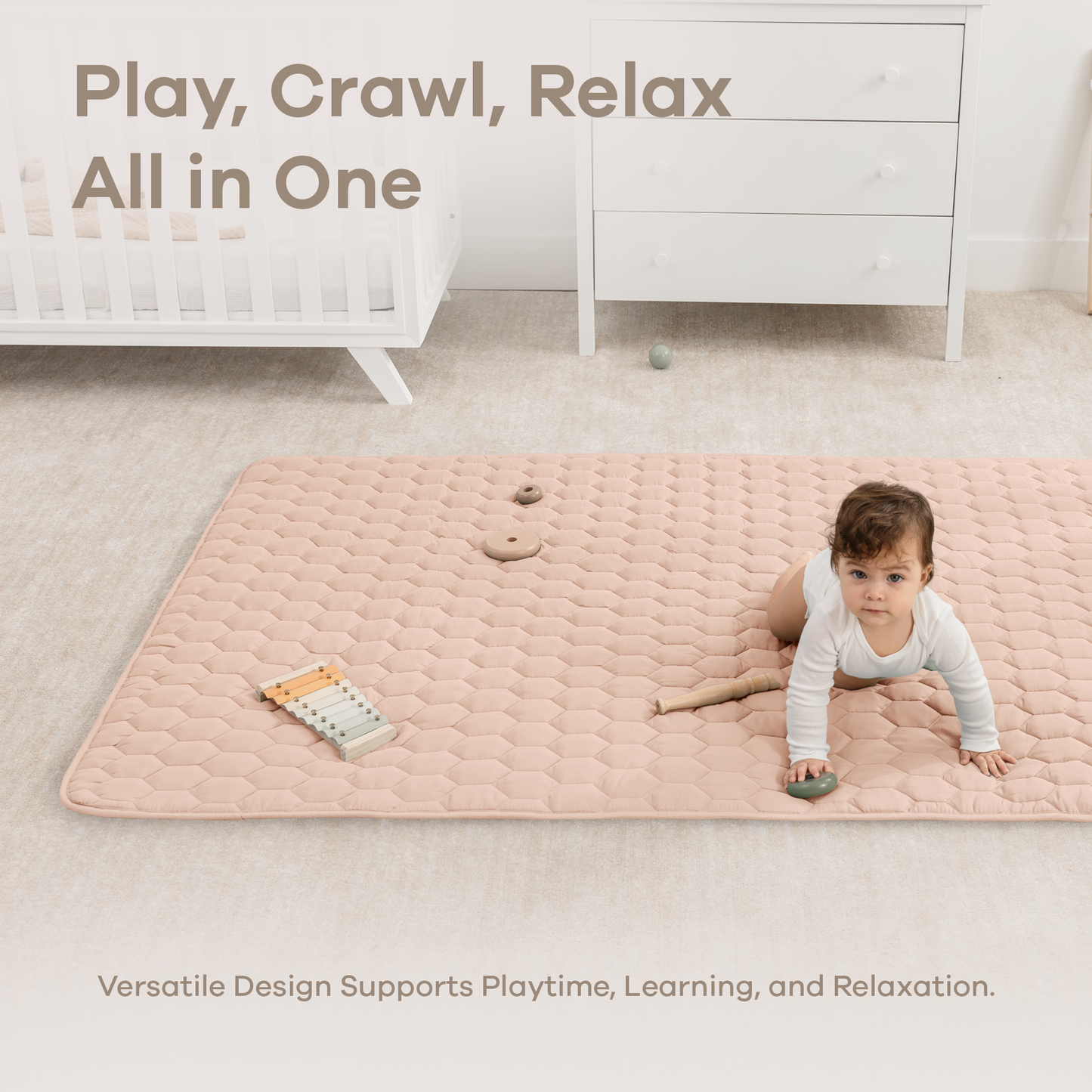 Premium Play Mat with Non-Slip Bottom by Comfy Cubs: Pacific Blue / Square 56" X 56" - Edwina Alexis