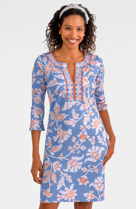 Split Neck Dress - Stunning Stippling: Periwinkle / XL