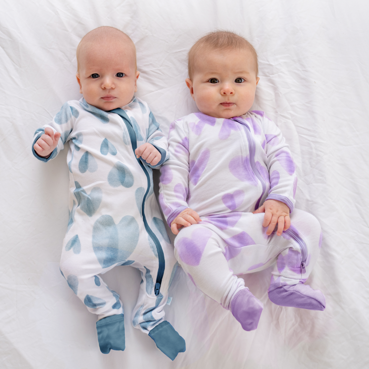 Baby Bamboo Pajamas w/ DreamCuffs® - Lavender Hearts: 6 - 9 Months - Edwina Alexis