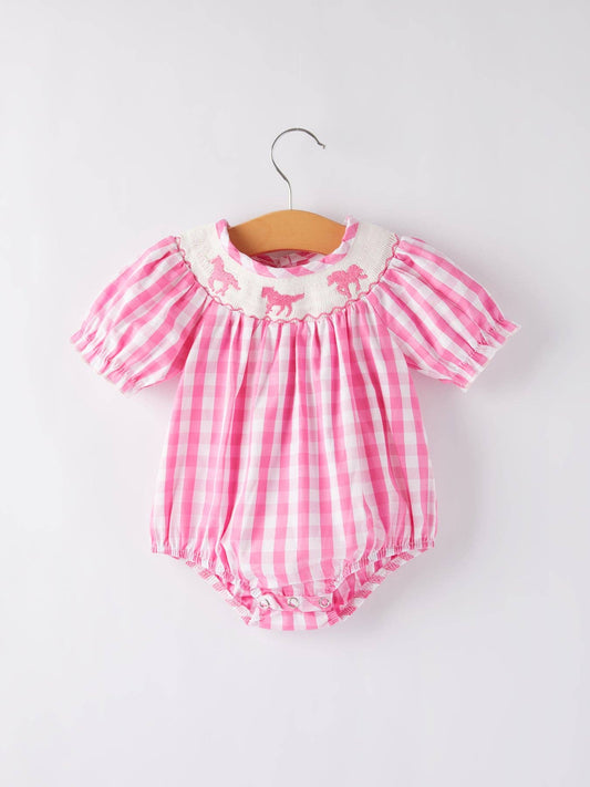 Horse Embroidery Smocking Girls Romper: 6M - Edwina Alexis