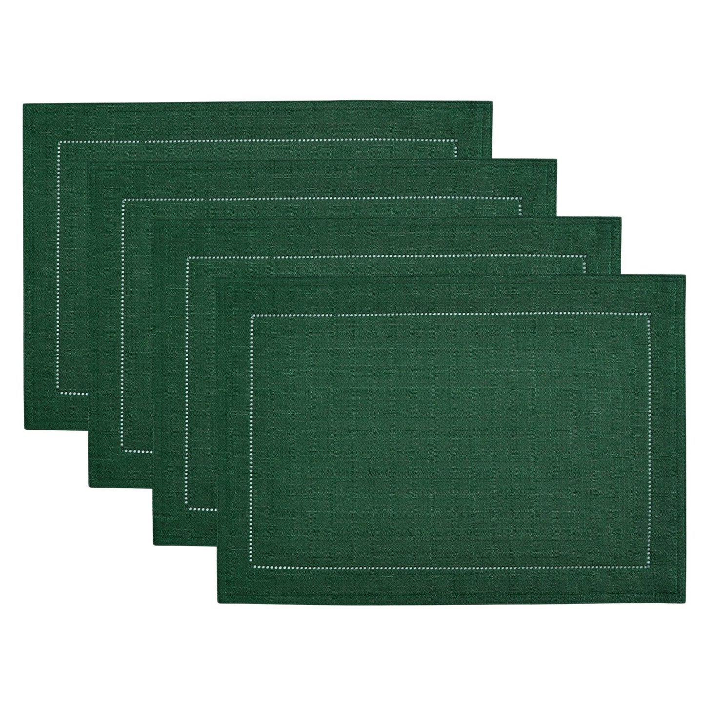 Alison Hemstitch Border Fabric Placemat, Set of 4 - 13"x19": Fog