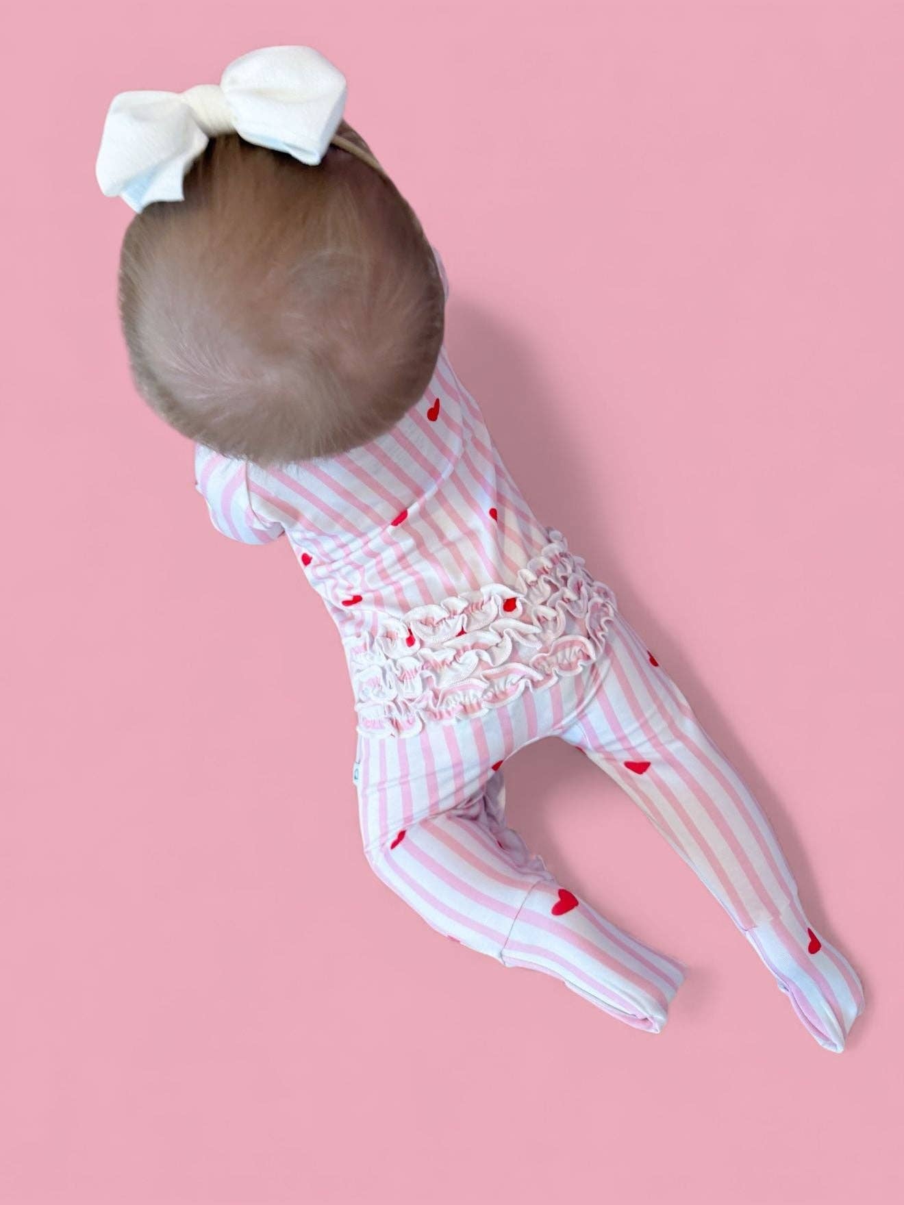 SWEETHEART STRIPES DREAM RUFFLE ROMPER: 2T