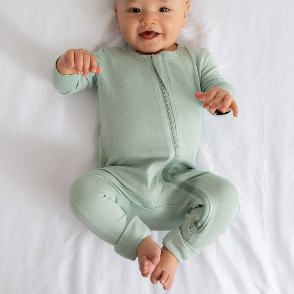 Baby Bamboo Pajamas w/ DreamCuffs® - Sage Green: 18 - 24 Months