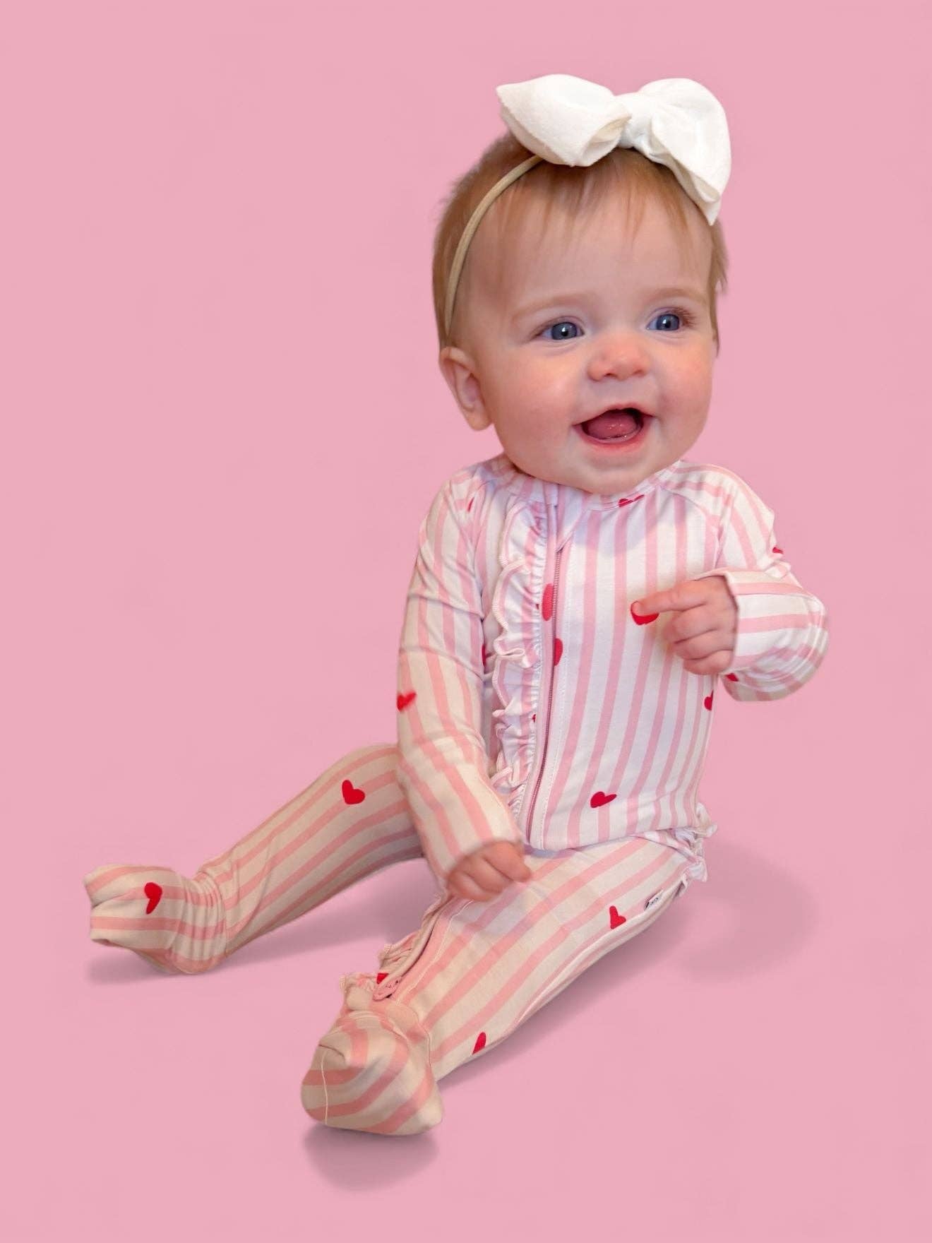 SWEETHEART STRIPES DREAM RUFFLE ROMPER: 2T