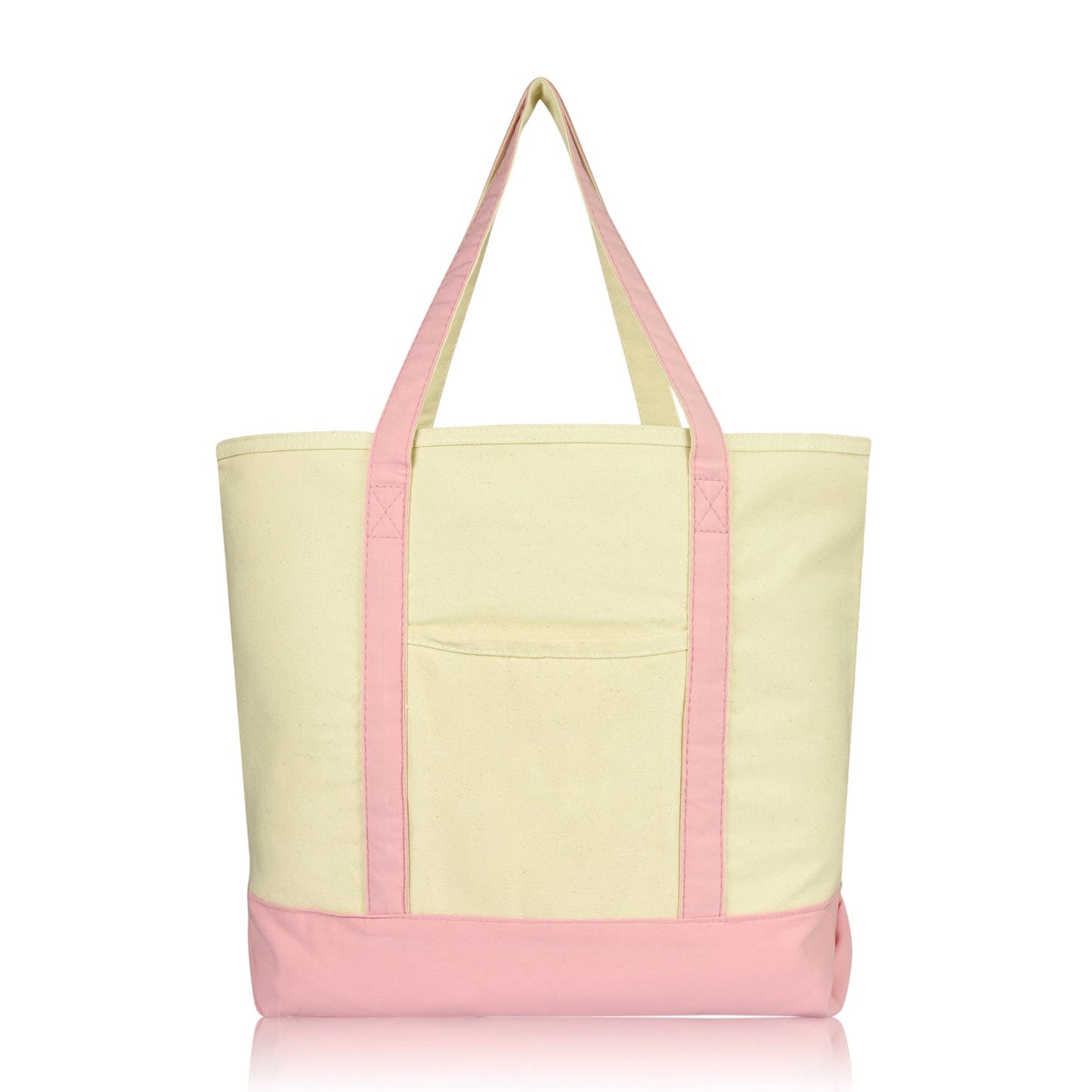 DALIX 22" Shopping Tote Bag in Heavy Cotton Canvas: Pink