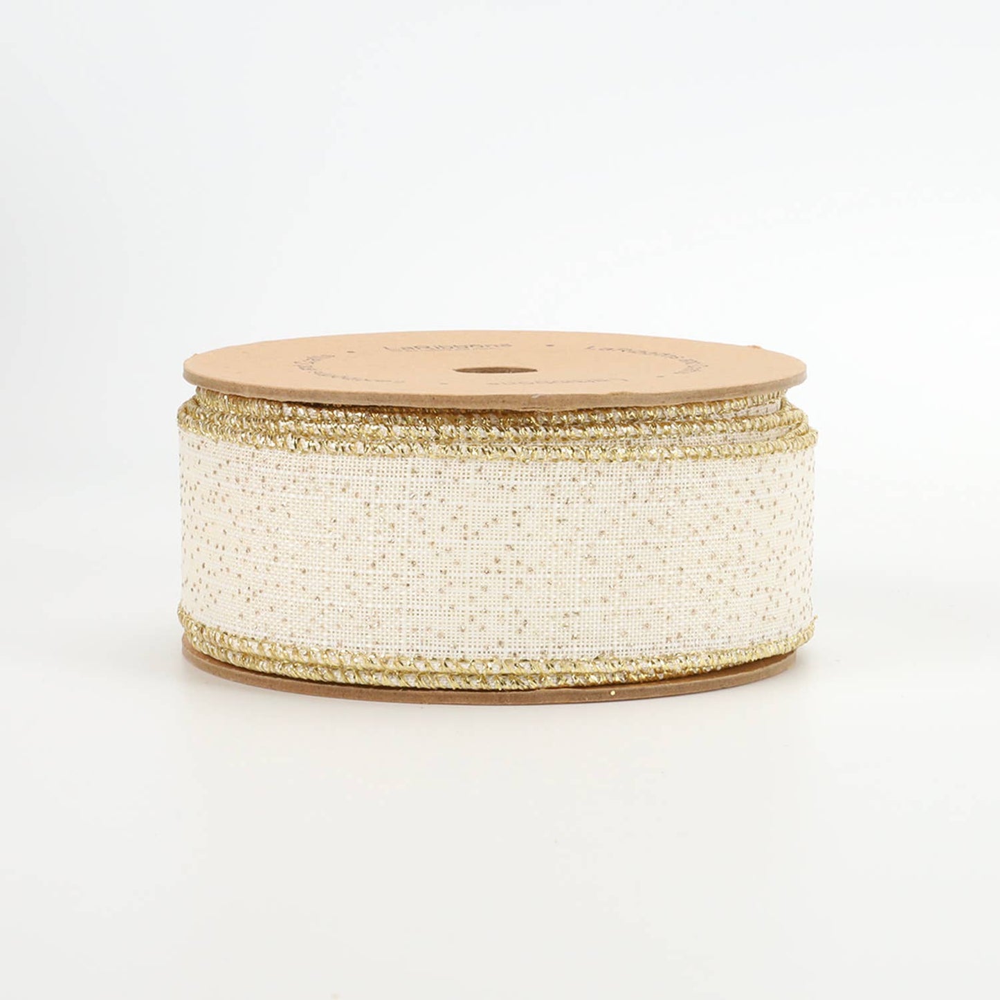 1 1/2" Wired Ribbon|"Glitter Linen" White/Gold|10 Yard Roll - Edwina Alexis