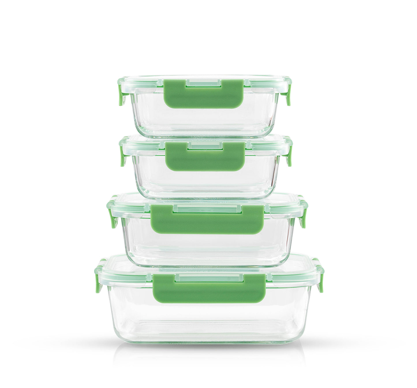 JoyFul 12 Glass Storage Containers With Green Leakproof Lids