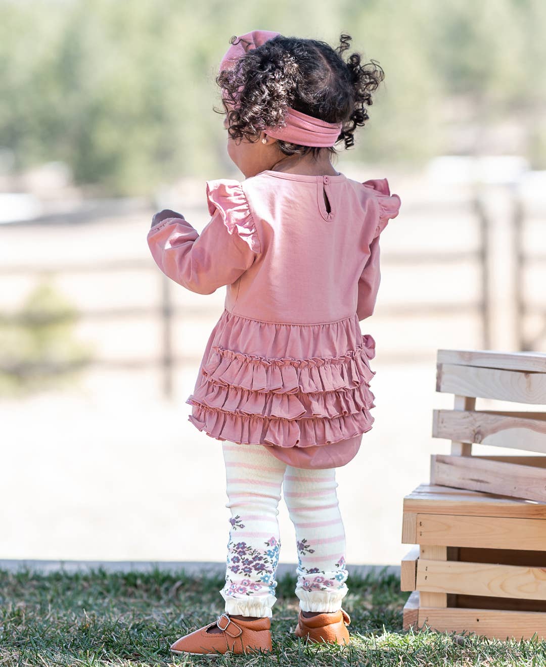 Girls Ballet Pink Stripe Patterned Footless Ruffle Tights: 12-24m