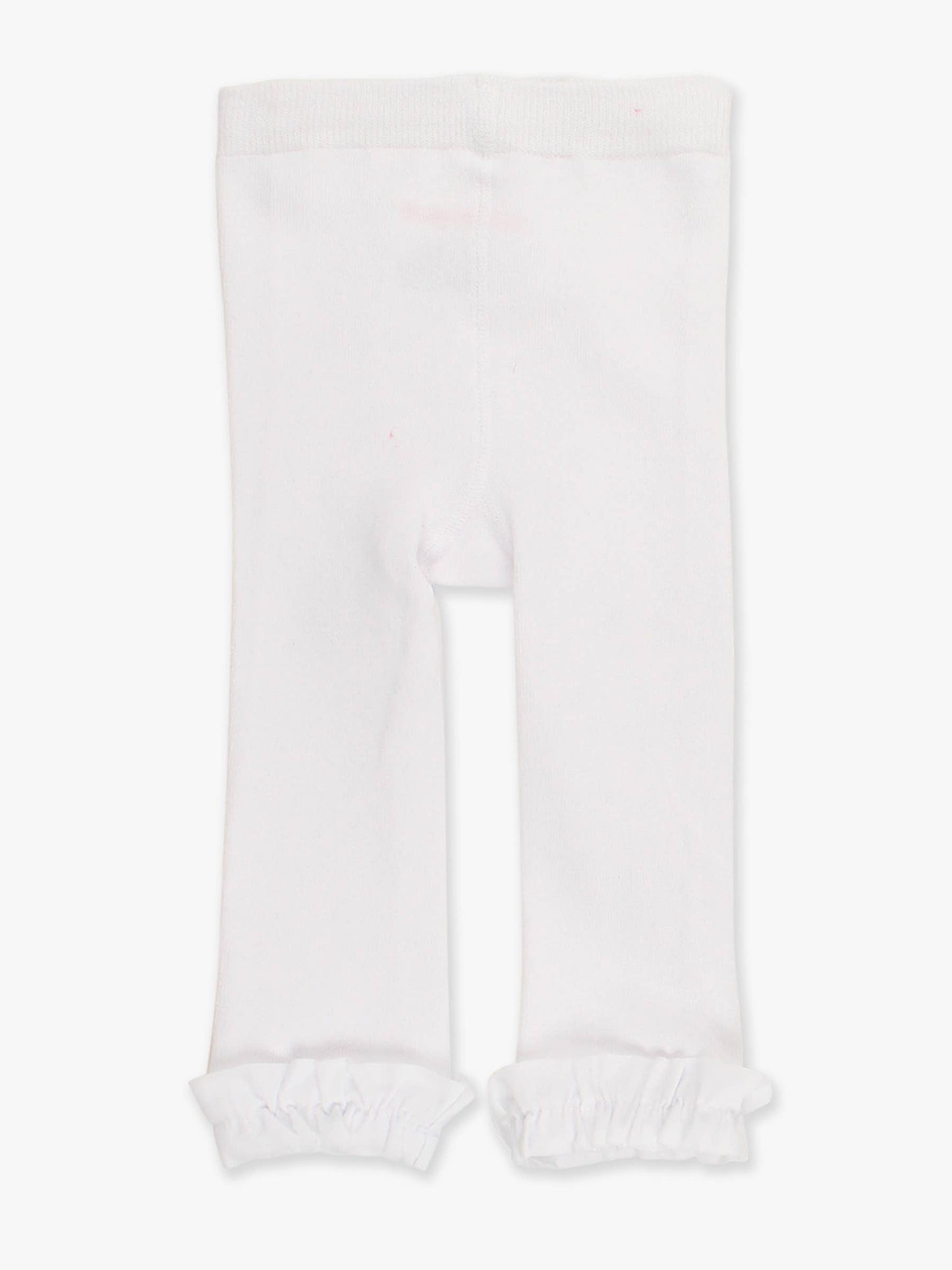 Girls White Footless Ruffle Tights: White / 12-24M