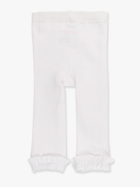 Girls White Footless Ruffle Tights: White / 12-24M