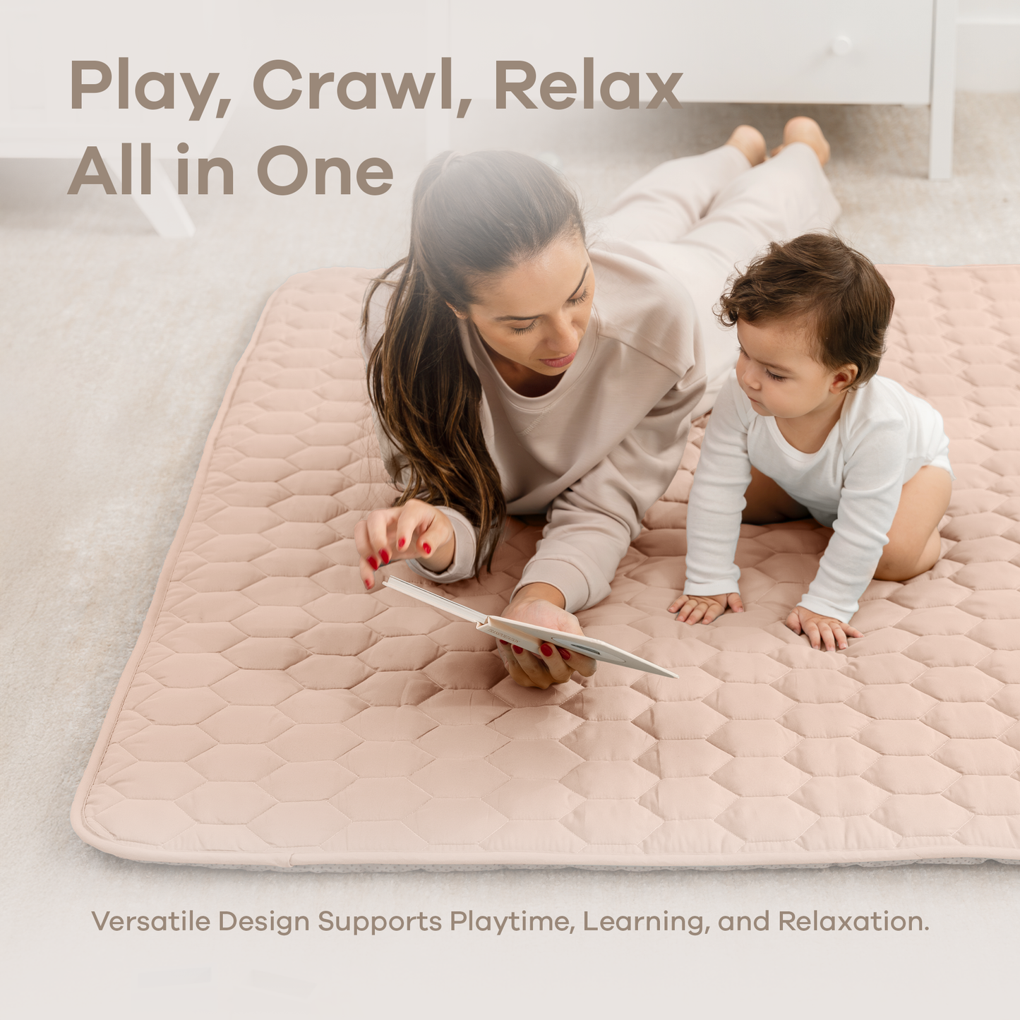 Premium Play Mat with Non-Slip Bottom by Comfy Cubs: Pacific Blue / Square 56" X 56" - Edwina Alexis