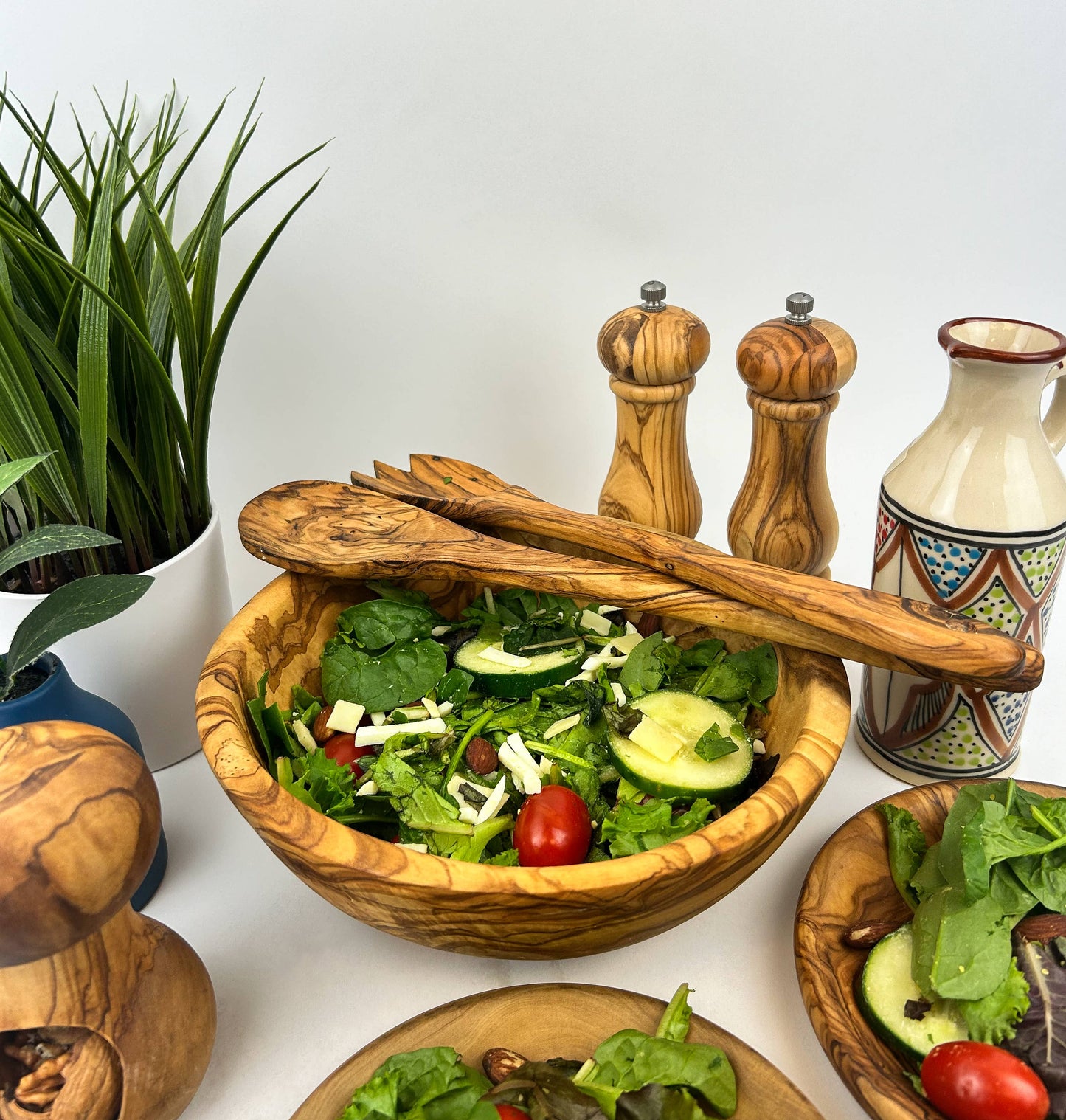 Olive Wood Family Salad Bowl: 10" - Edwina Alexis