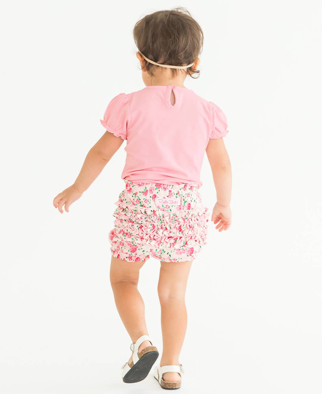 Baby Girls Pink Knit Puff Short Sleeve Bodysuit: Pink / 12-18m