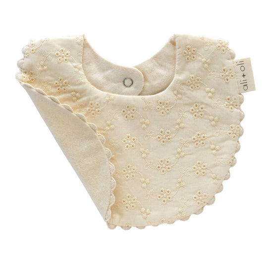 Cotton Baby Bib Double-Sided (Eyelet Flowers) - Edwina Alexis