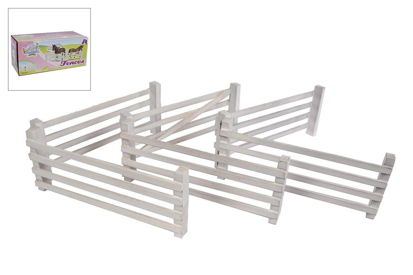 Kids Globe 1:24 scale 3 Piece Wooden White Double Fences Set