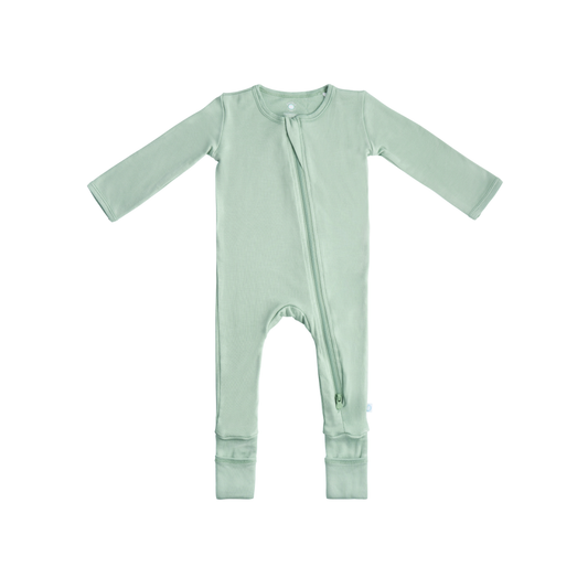 Baby Bamboo Pajamas w/ DreamCuffs® - Sage Green: 6 - 9 Months - Edwina Alexis