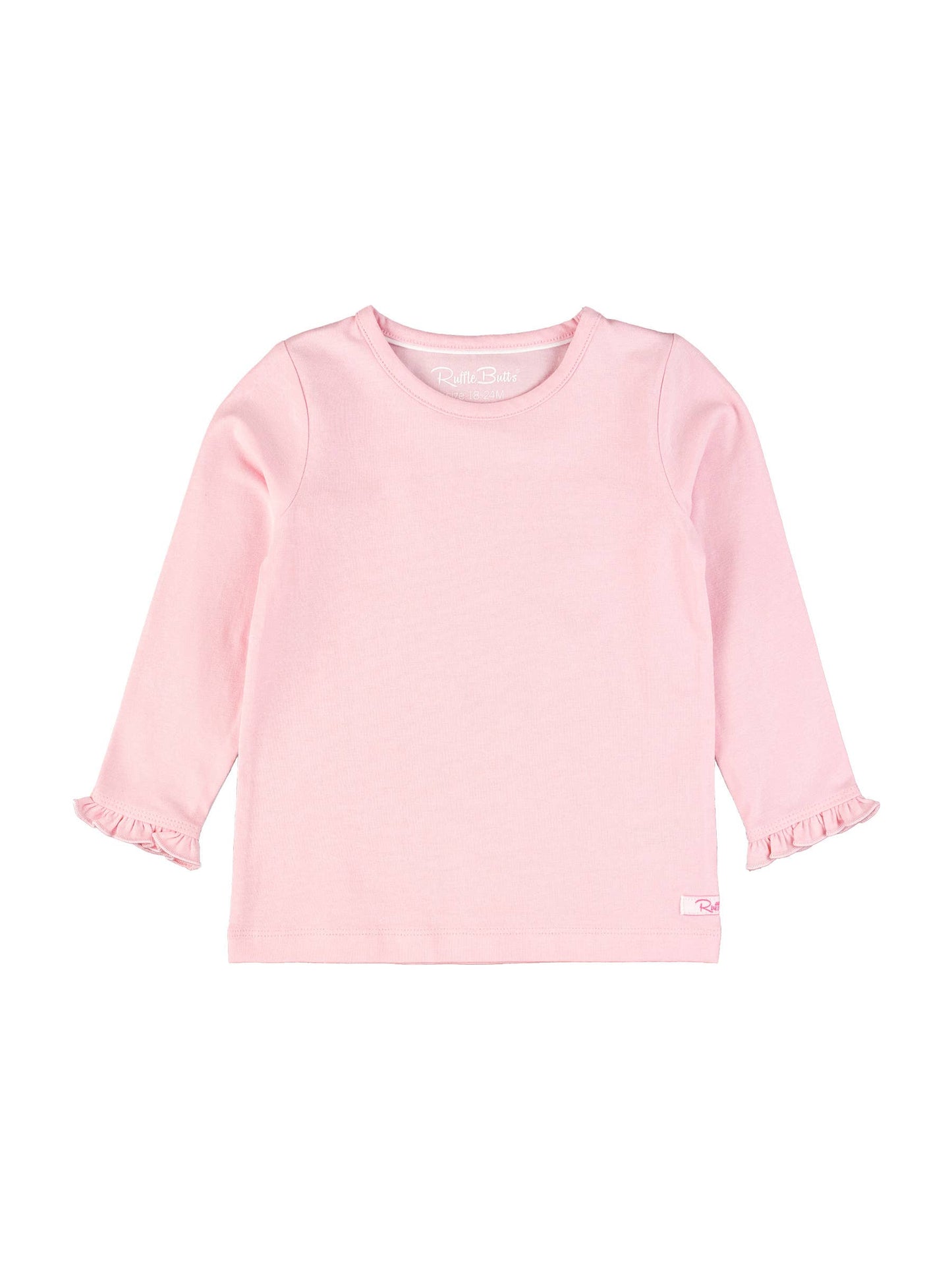 Girls Pink Knit Long Sleeve Ruffle Sleeve Top: Pink / 18-24m