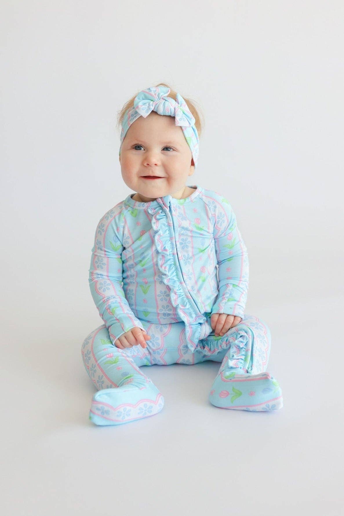 WHIMSY TULIP DREAM RUFFLE ROMPER: 3-6M