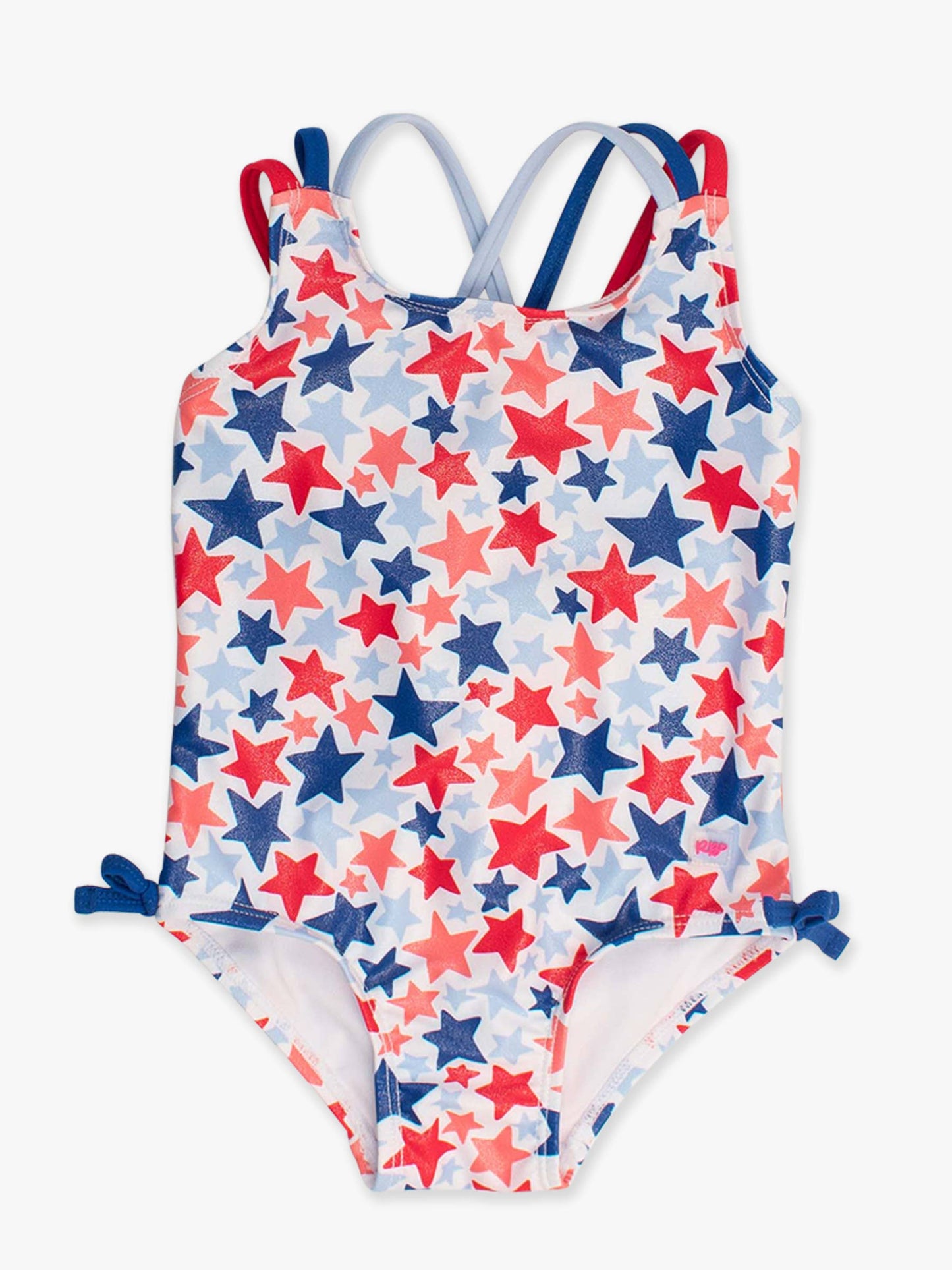 Girls Shimmer Star-Spangled Cross-Back One Piece Swimsuit