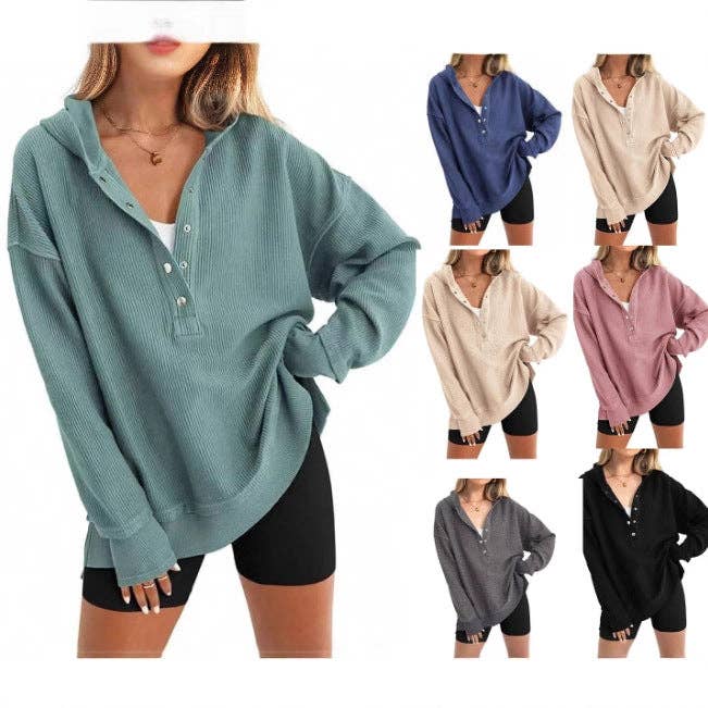 Women  Solid Color casual Raglan Sleeve Pullover Hoodie: Grey / XXL