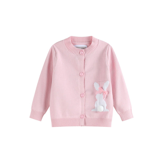 Pink Knit Easter Bunny Cardigan: 18-24M