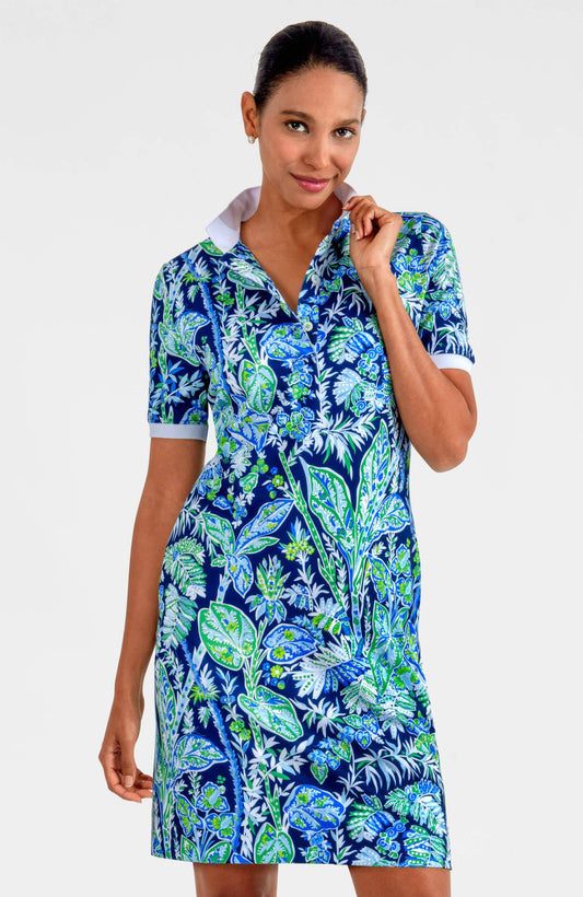 Serve It Up Dress - Vintage Vines: Navy / XL