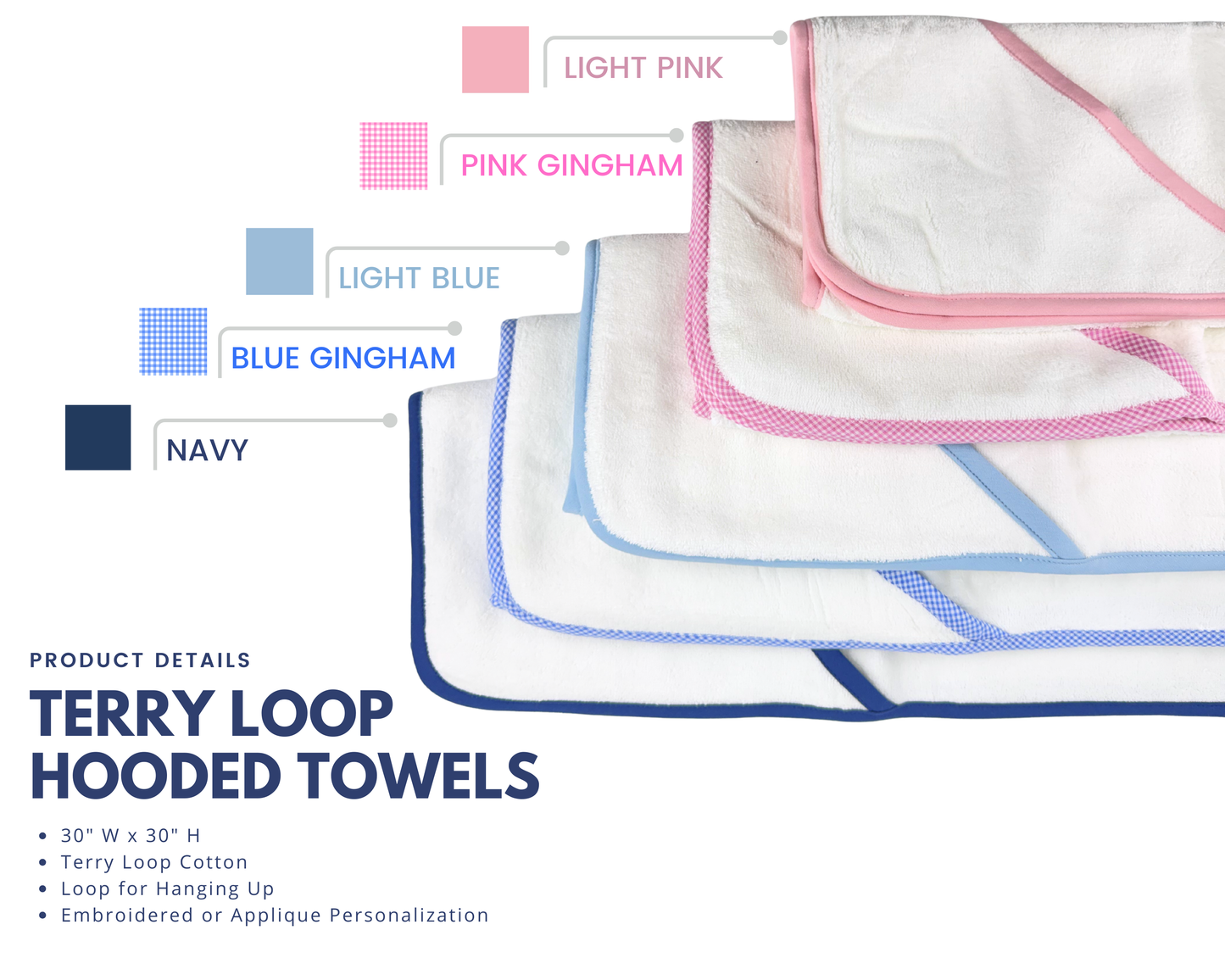 Hooded Terry Bath Towel for Baby and Toddlers | Plush Terry: Pink Gingham
