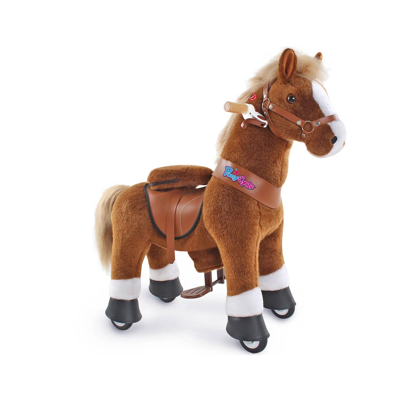 PonyCycle Ride-On Brown Horse | Plush Animal Riding Pony Toy: S - Age 3-4