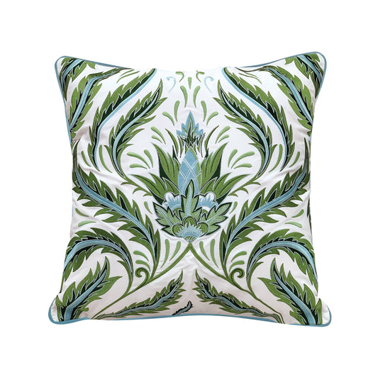Green Morris Thistle Botanical Indoor/Outdoor Throw Pillow