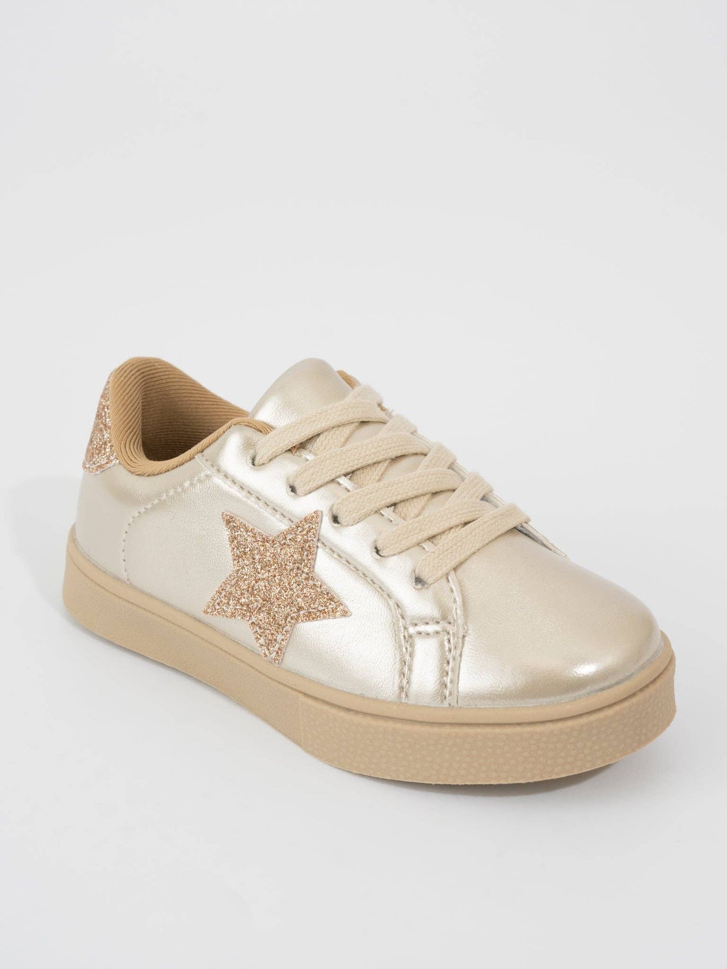 Girls' Holographic Sparkle Star Sneaker - Gold: 2Y