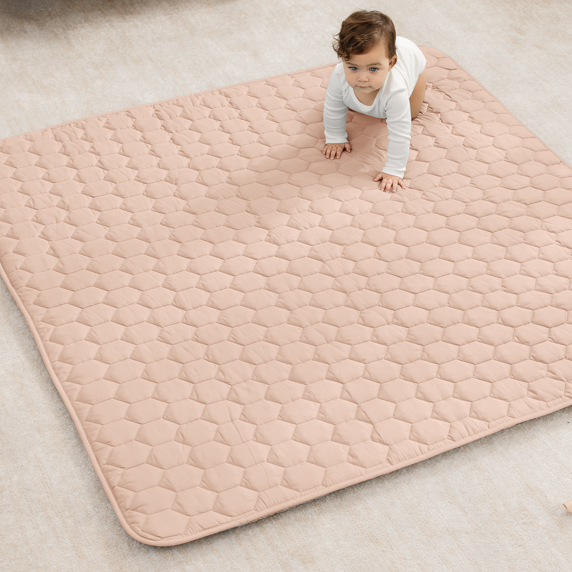 Premium Play Mat with Non-Slip Bottom by Comfy Cubs: Pacific Blue / Square 56" X 56" - Edwina Alexis