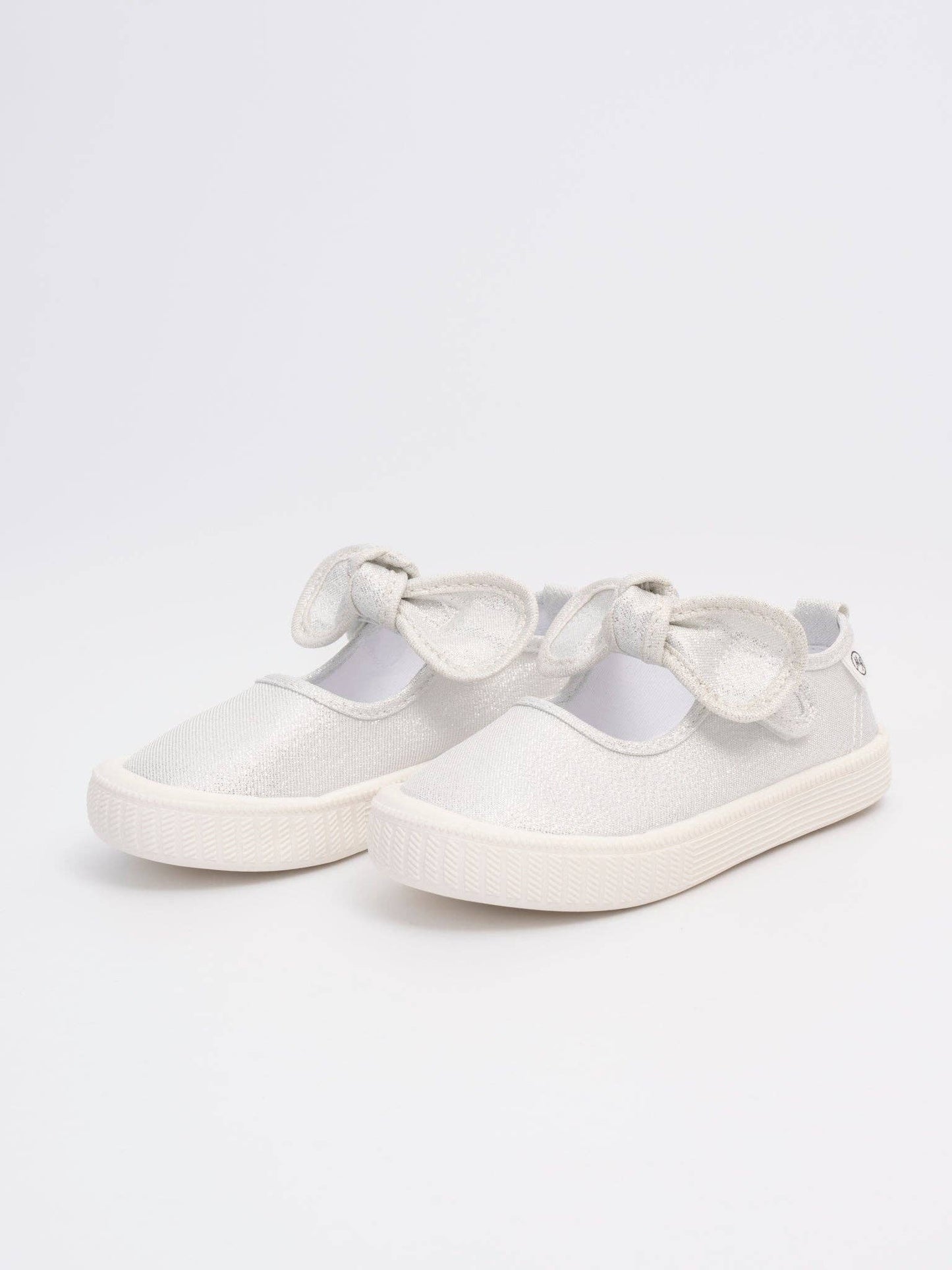 Girls' Sparkly Bow Mary Jane Sneaker: White Glitter / 3C