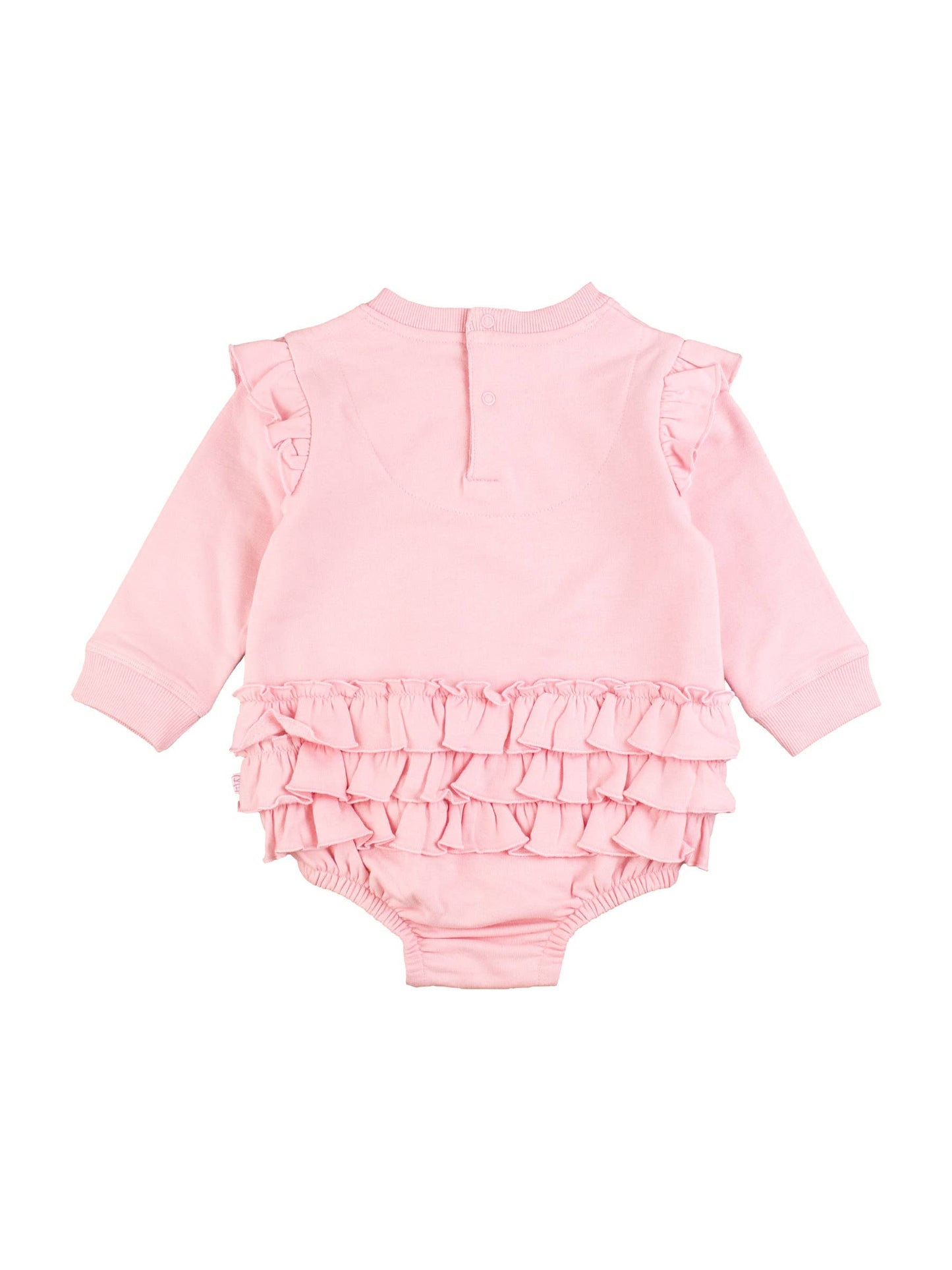 Baby Girls Pink Sweatshirt Bubble Romper: Pink / 18-24m