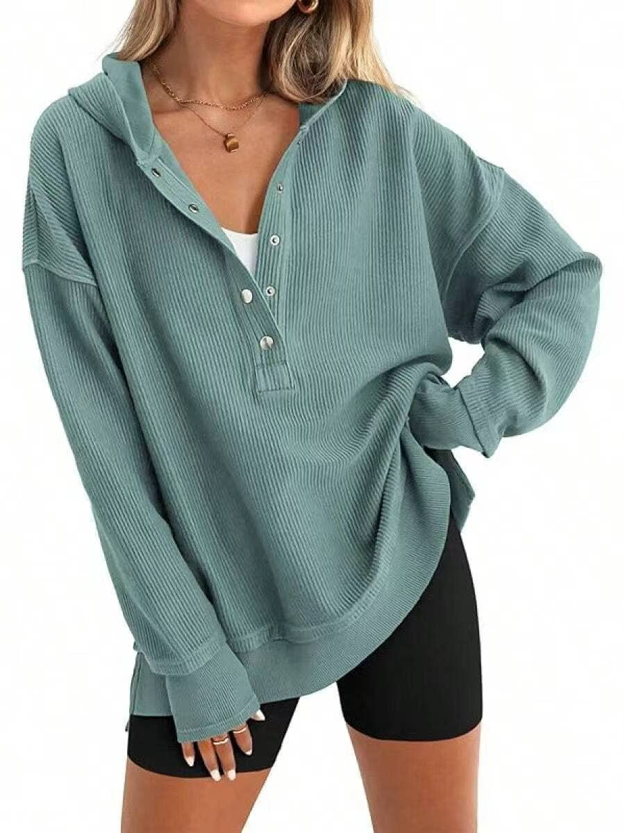 Women  Solid Color casual Raglan Sleeve Pullover Hoodie: Grey / XXL