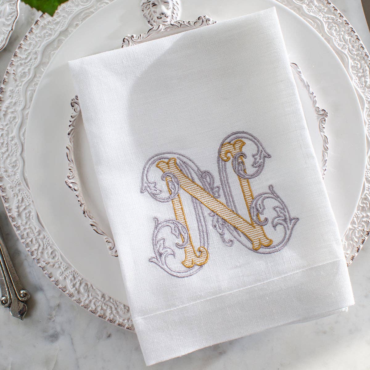 Vintage Vine Monogram Tri-Fold Napkin