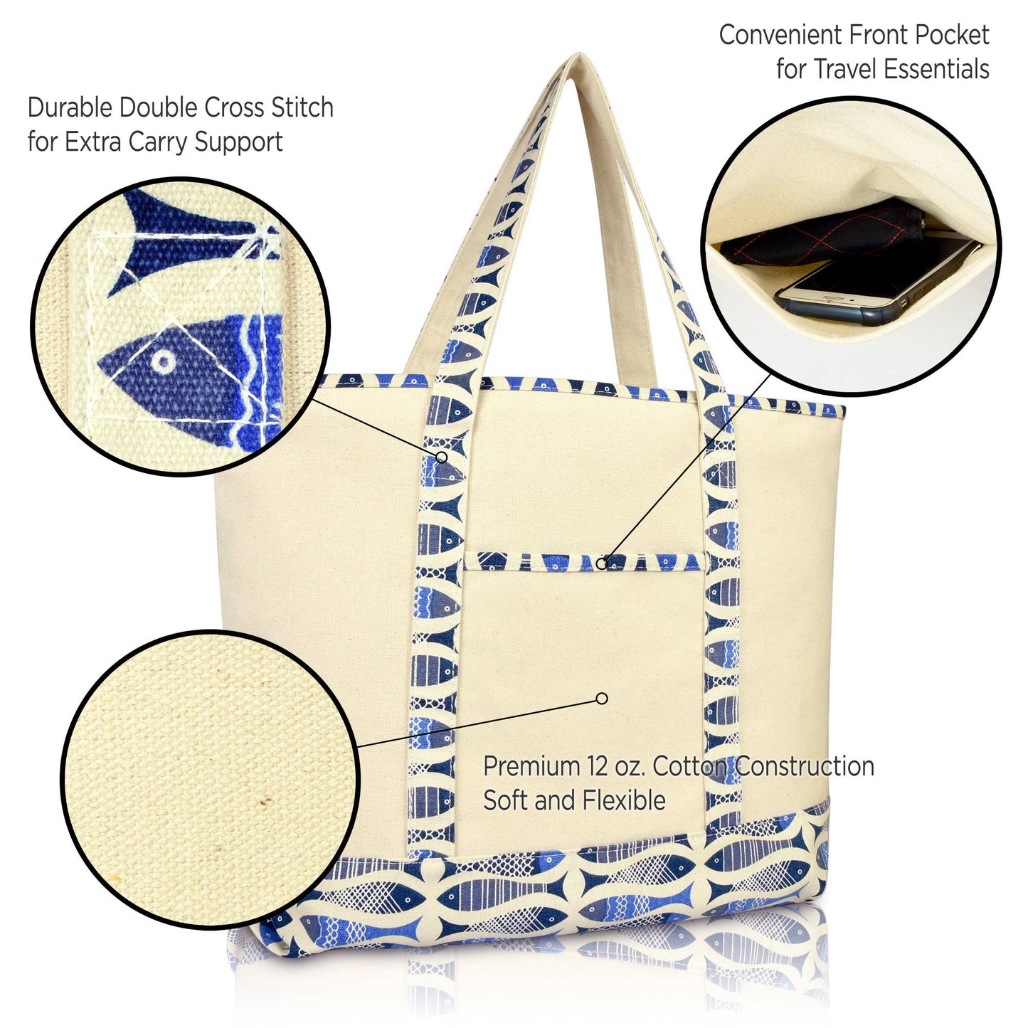 DALIX 22" Shopping Tote Bag in Heavy Cotton Canvas: Pink