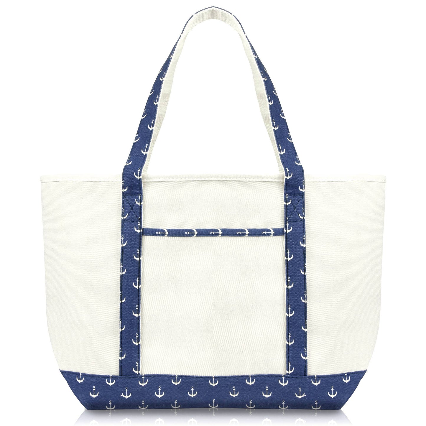 DALIX 23" Premium 24 oz. Cotton Canvas Shopping Tote Bag: Navy Blue