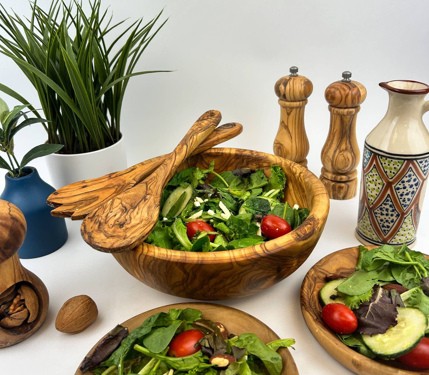 Olive Wood Family Salad Bowl: 10" - Edwina Alexis